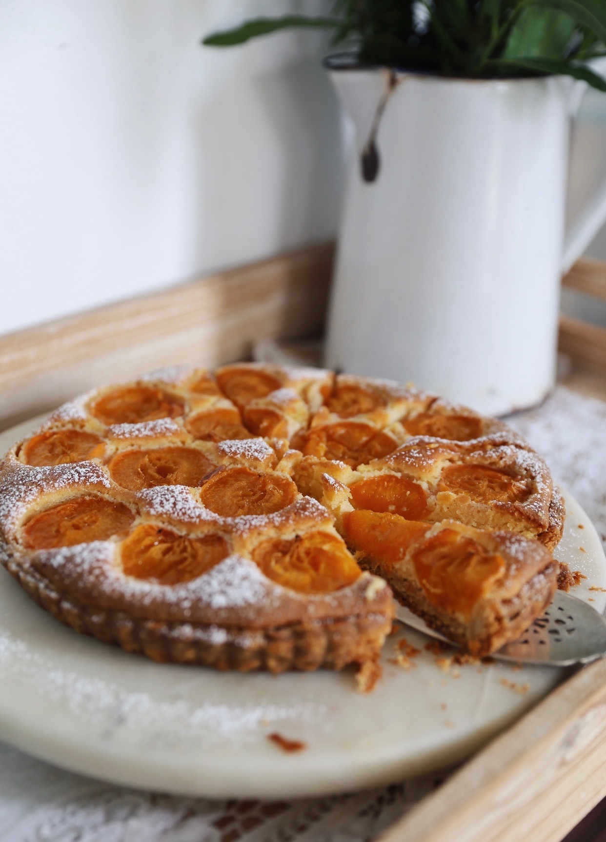Apricot tart, one slice left